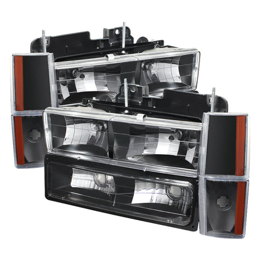 SPYDER Xtune GMC Yukon 92-93 Crystal Headlights w/ Corner & Bumper Black HD-JH-GMCCK88-AM-BK-SET 5073518