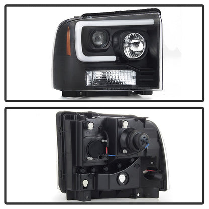 Spyder Ford F250/350/450 05-07 Projector Headlights - Light Bar DRL LED - Black PRO-YD-FS05V2-LB-BK 5084507