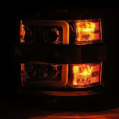 AlphaRex 15-19 Chevy 2500HD PRO-Series Proj Headlights Plank Style Blk w/Activ Light/Seq