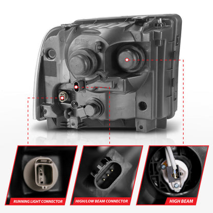 ANZO 99-04 Ford F250/F350/F450/Excursion (excl 99) Projector Headlights — 8M6SN
