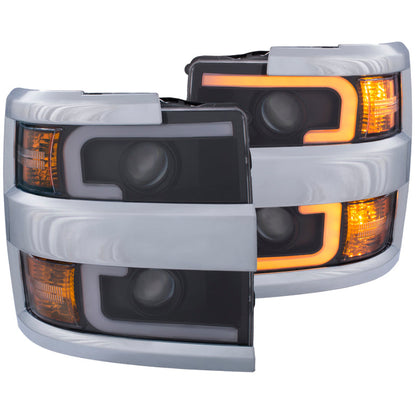 Anzo Projector Headlights 15-17 Chevrolet Silverado 2500HD / 3500HD Black w — 14JDB