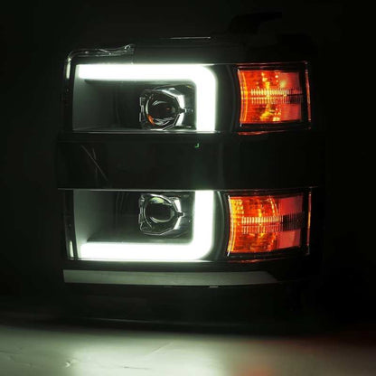 AlphaRex 15-19 Chevy 2500HD PRO-Series Proj Headlights Plank Jet Blk w/Activ Light/Seq