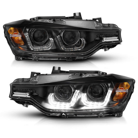 Anzo 2012-2015 BMW 3 Series Projector Headlights w/ U-Bar Black