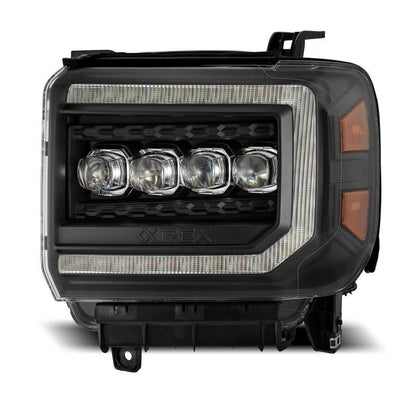 AlphaRex 14-18 GMC Sierra NOVA LED Proj Headlights Plank Style Black w/Activ Light/Seq
