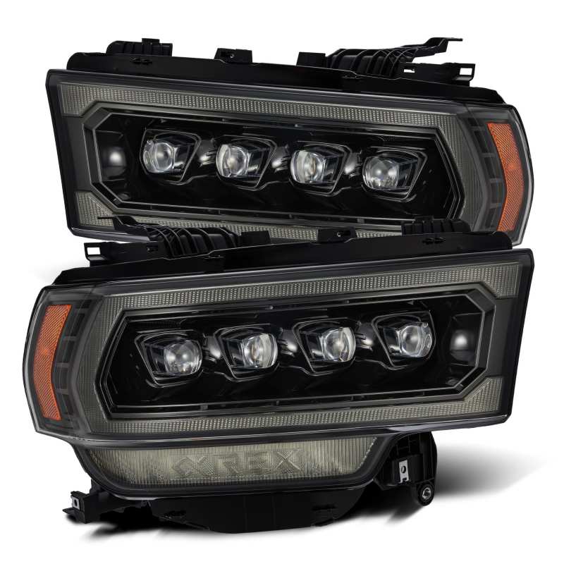 AlphaRex 19-21 Ram 2500 NOVA LED Proj Headlights Plank Style Alpha Blk w/Activ Light/Seq