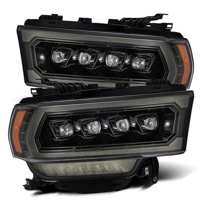 AlphaRex 19-21 Ram 2500 NOVA LED Proj Headlights Plank Style Alpha Blk w/Activ Light/Seq
