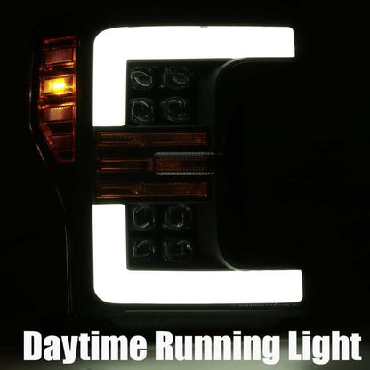 AlphaRex 17-19 Ford F-250 SD NOVA LED Proj Headlights Plank Style Chrome w/Activ