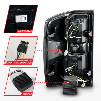 ANZO 15-19 Chevrolet Silverado 2500 HD/3500 HD LED Taillight w/ Sequential Black Housing/Smoke Lens 311451