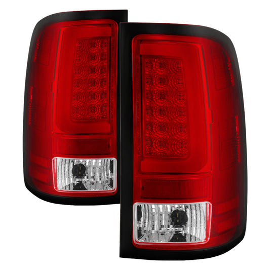Spyder 07-13 GMC Sierra 1500 V2 Light Bar LED Tail Lights - Red Clear (ALT-YD-GS07V2-LBLED-RC) 5084767