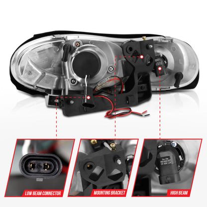 Anzo 1998-2002 Chevrolet Camaro Projector Headlights w/ Halo Black