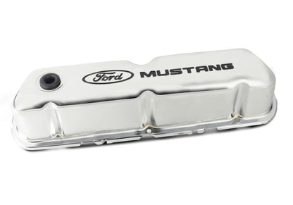 Ford Chrome Steel Valve Cover Set w/Mustang Logo FRD302-100