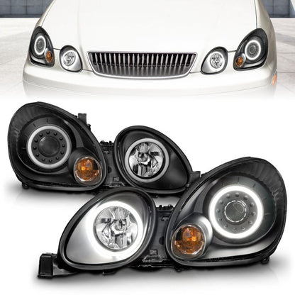Anzo 1998-2005 Lexus Gs300 Projector Headlights w/ Halo Black