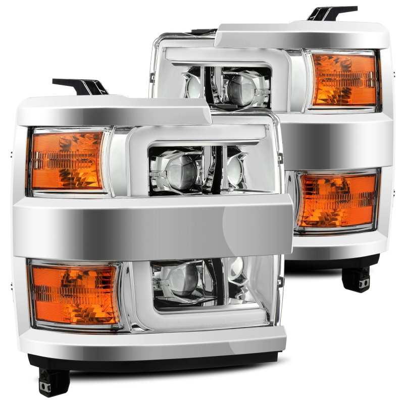 AlphaRex 15-19 Chevy Silverado 2500HD PRO-Series Headlight Plank Chrome w/Activ Light/Seq