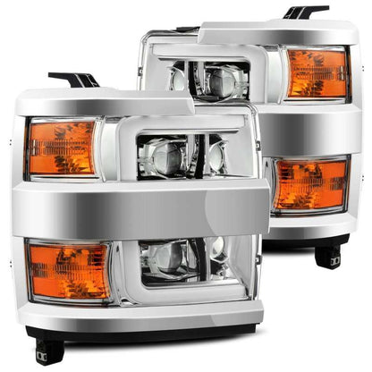 AlphaRex 15-19 Chevy Silverado 2500HD PRO-Series Headlight Plank Chrome w/Activ Light/Seq
