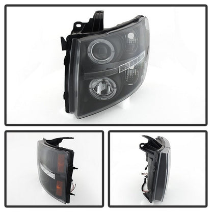 Spyder Chevy Silverado 1500 07-13 Projector Headlights LED Halo LED Blk Pro-Yd-CS07-Hl-Bk