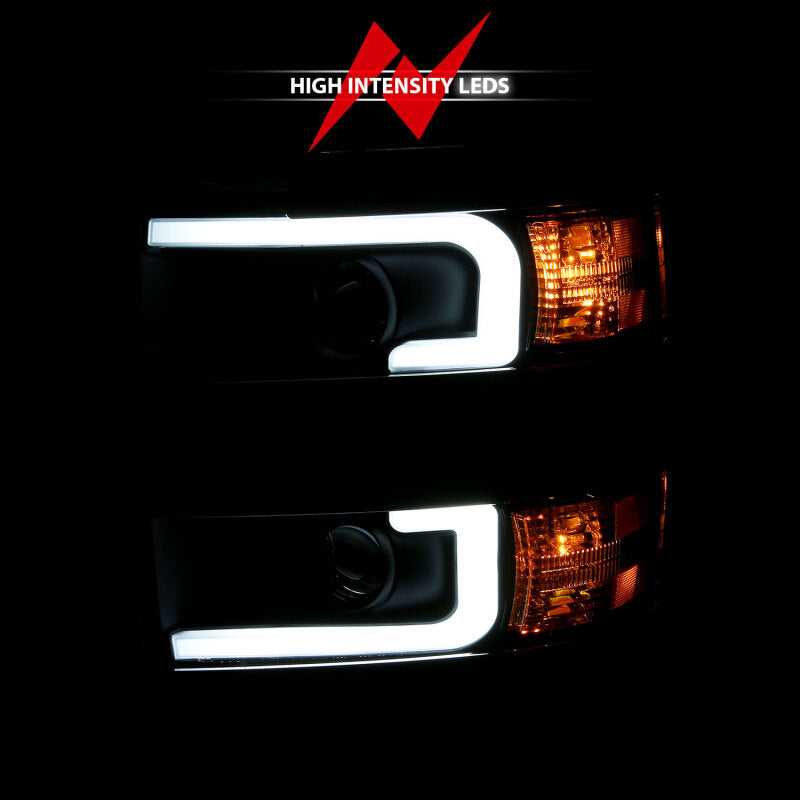 Anzo 2015-2016 Chevrolet Silverado Projector Headlights w/ Plank Style Desi — 14H72