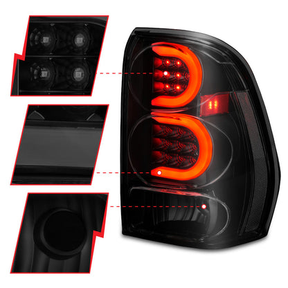 ANZO 2002-2009 Chevrolet Trailblazer LED Tail Lights w/ Light Bar Black Housing Smoke