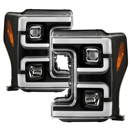 Spyder 17-18 Ford F250/F350/F450 Halogen Model Only -White Light Bar- Black