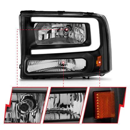 ANZO 99-04 Ford F250/F350/F450/Excursion (excl. 99) Crystal Headlights