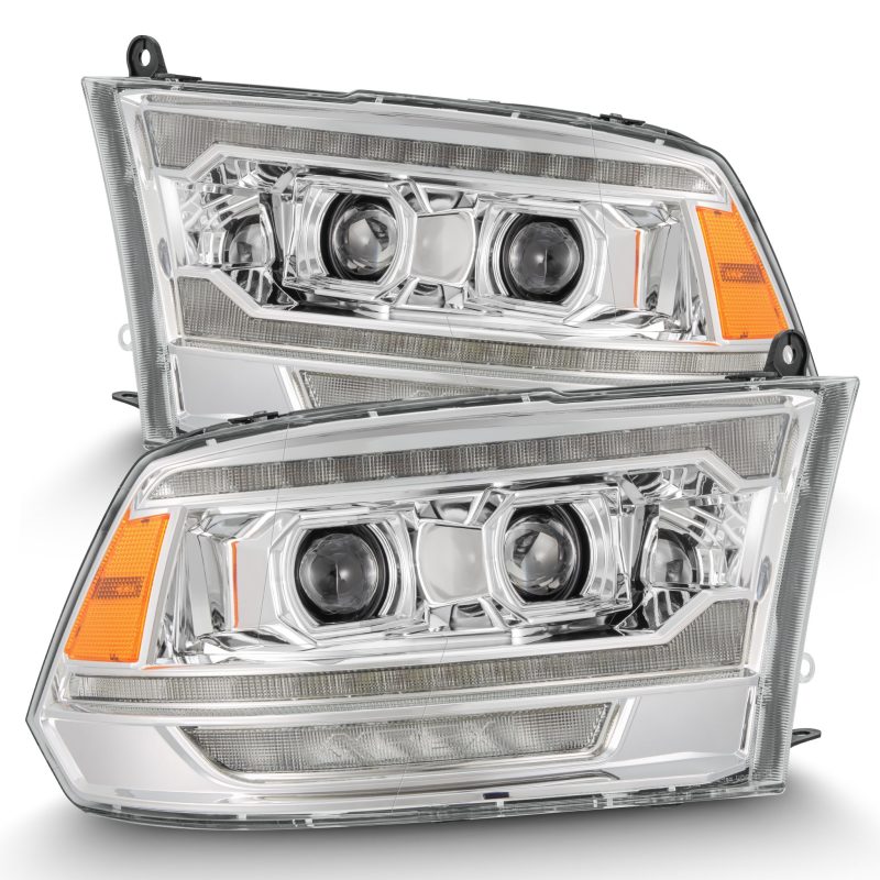 AlphaRex 09-18 Dodge Ram 2500 LUXX LED Proj Headlights Plank Style Chrm w/Activ Light/Seq