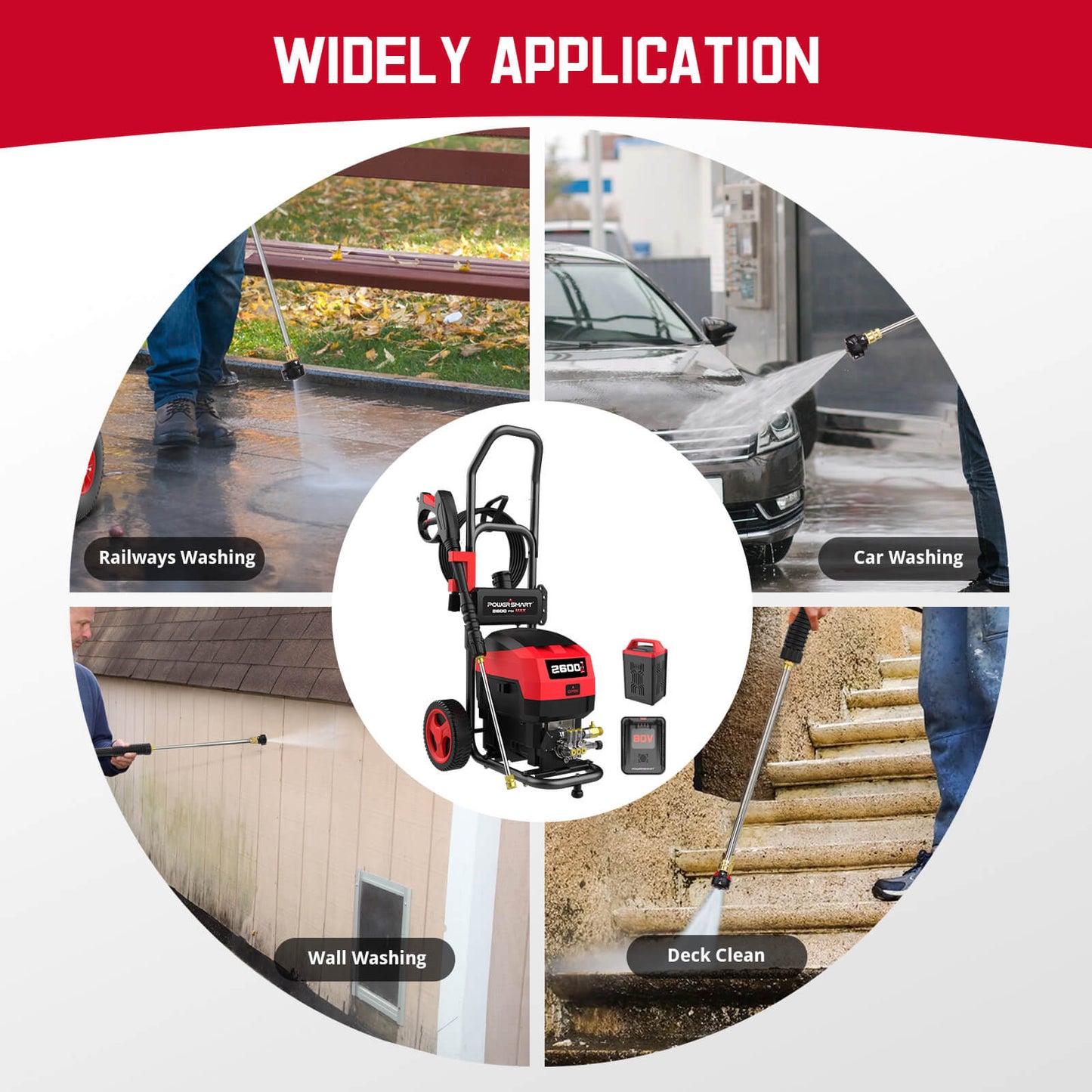 PowerSmart 80V 2600PSI 1.2 GPM Cordless Pressure Washer HB2840