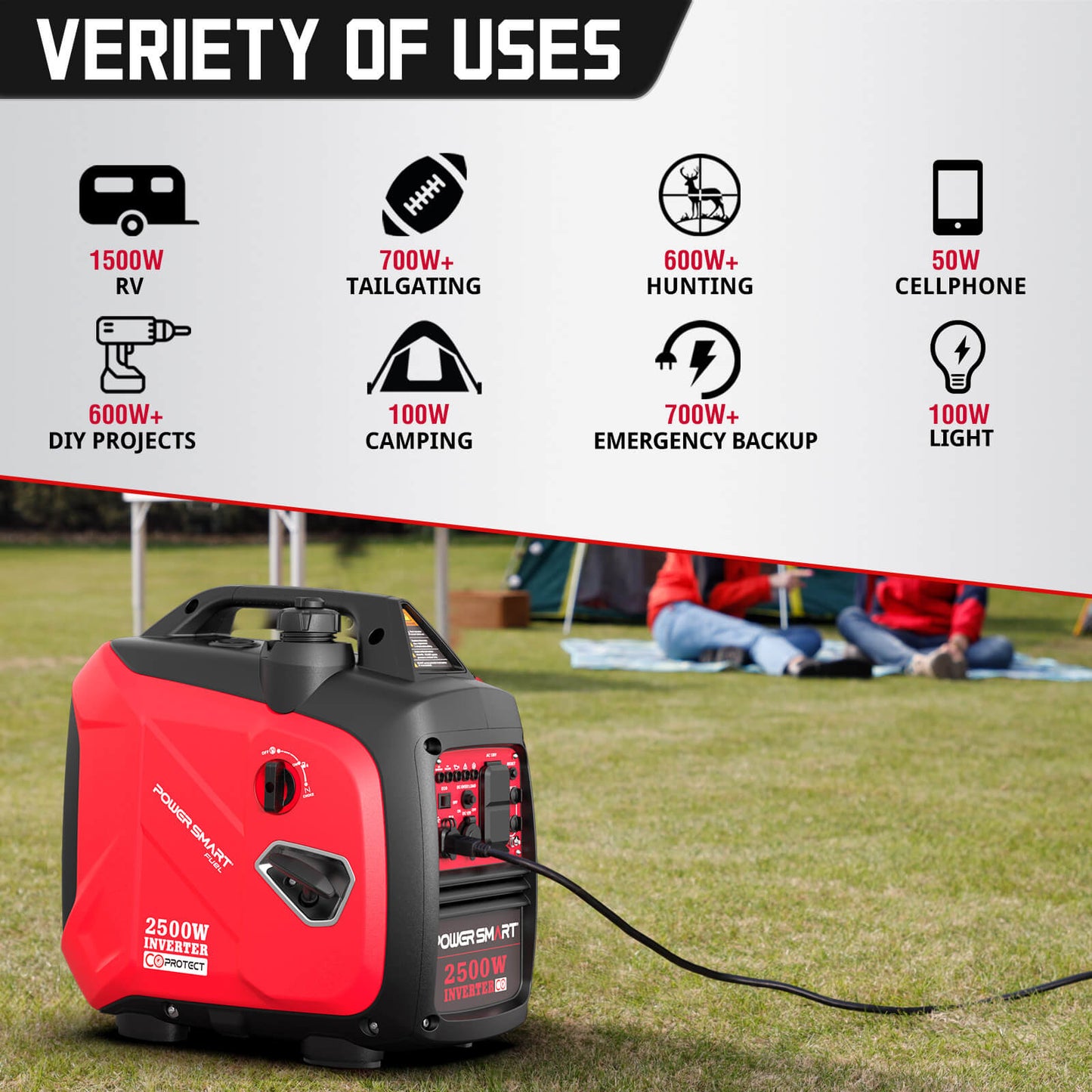 PowerSmart 2500W Inverter Gas Generator w/ CO Alert HB5020C