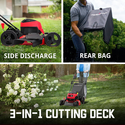 PowerSmart 40V 17" Cordless Push Lawn Mower w/ 4.0Ah Battery & Charger MB2417A
