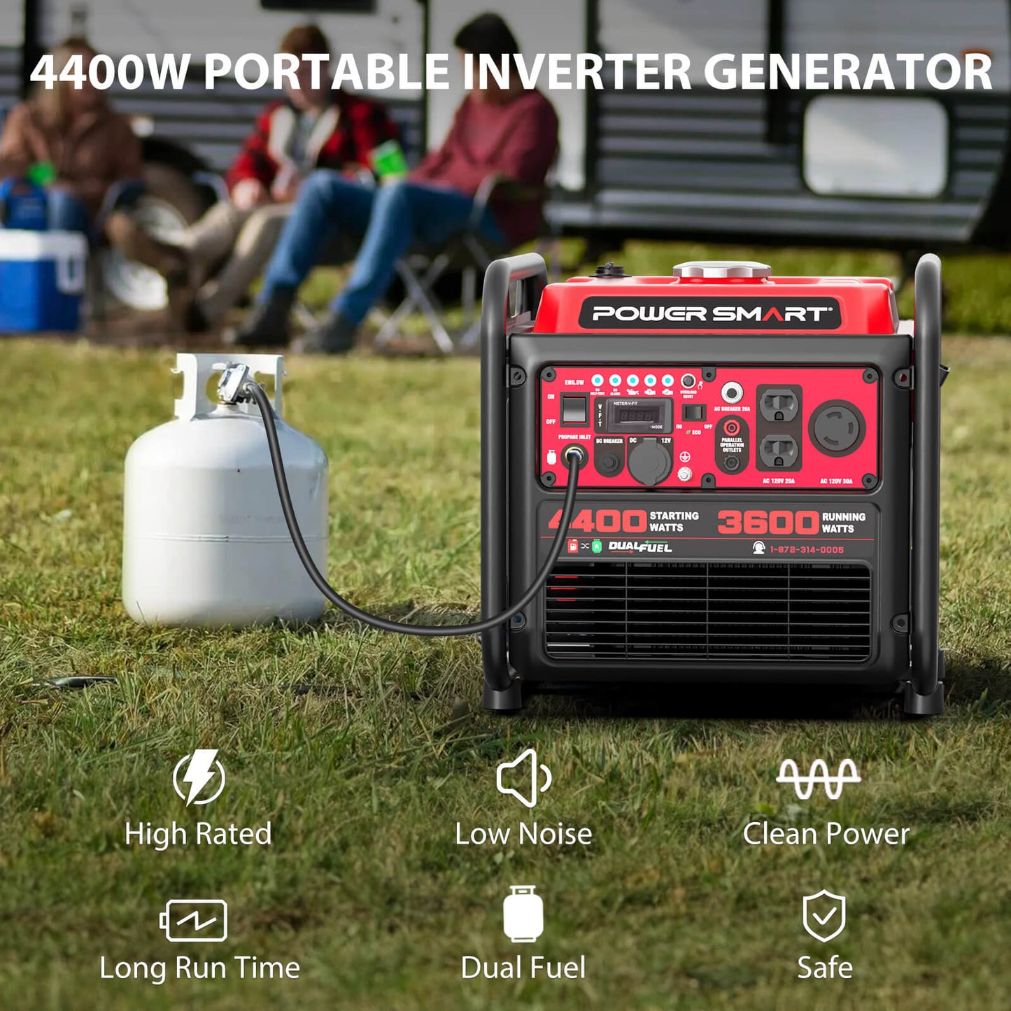 PowerSmart 4400W/4000W Gasoline/Propane Duel Fuel Inverter Generator w/ CO