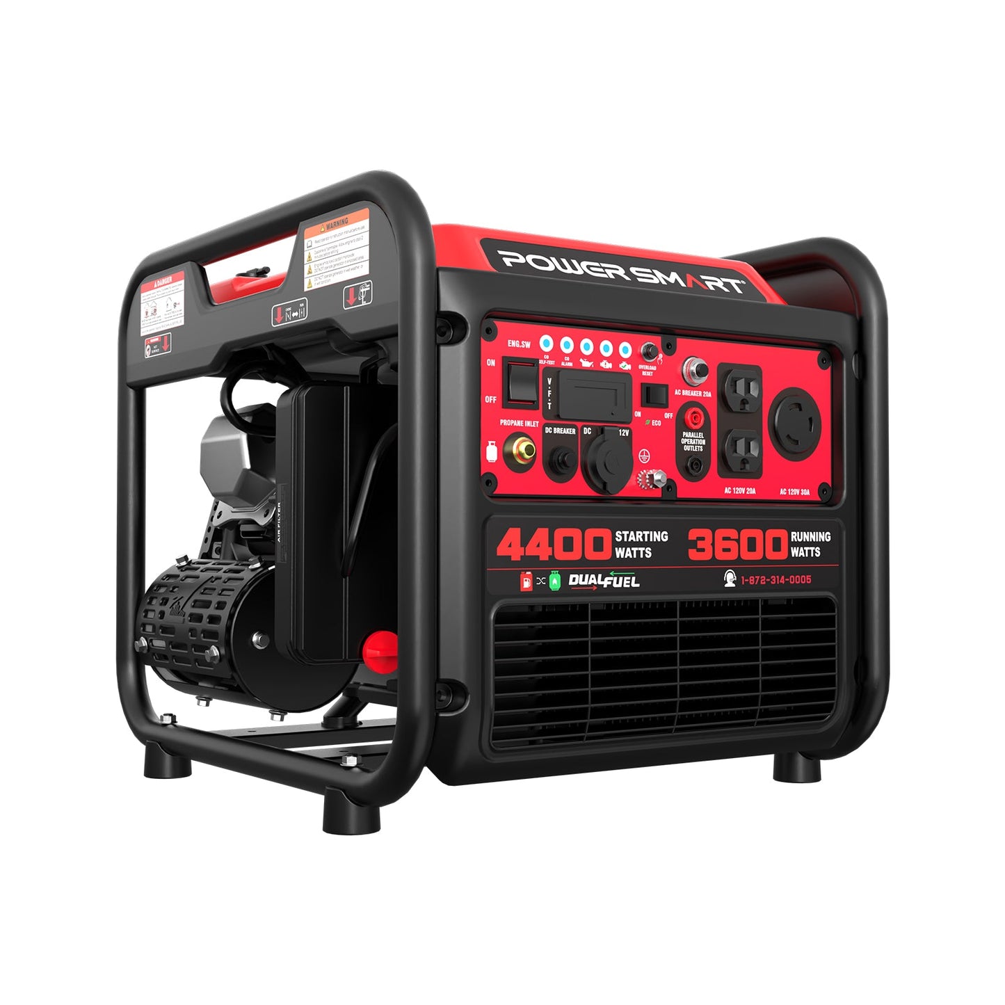 PowerSmart 4400W/4000W Gasoline/Propane Duel Fuel Inverter Generator w/ CO