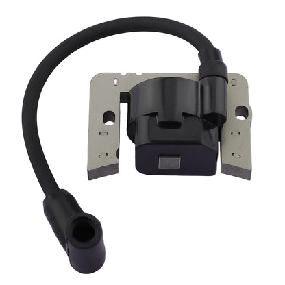 Mechanical component with black cable and metal parts on a light purple background