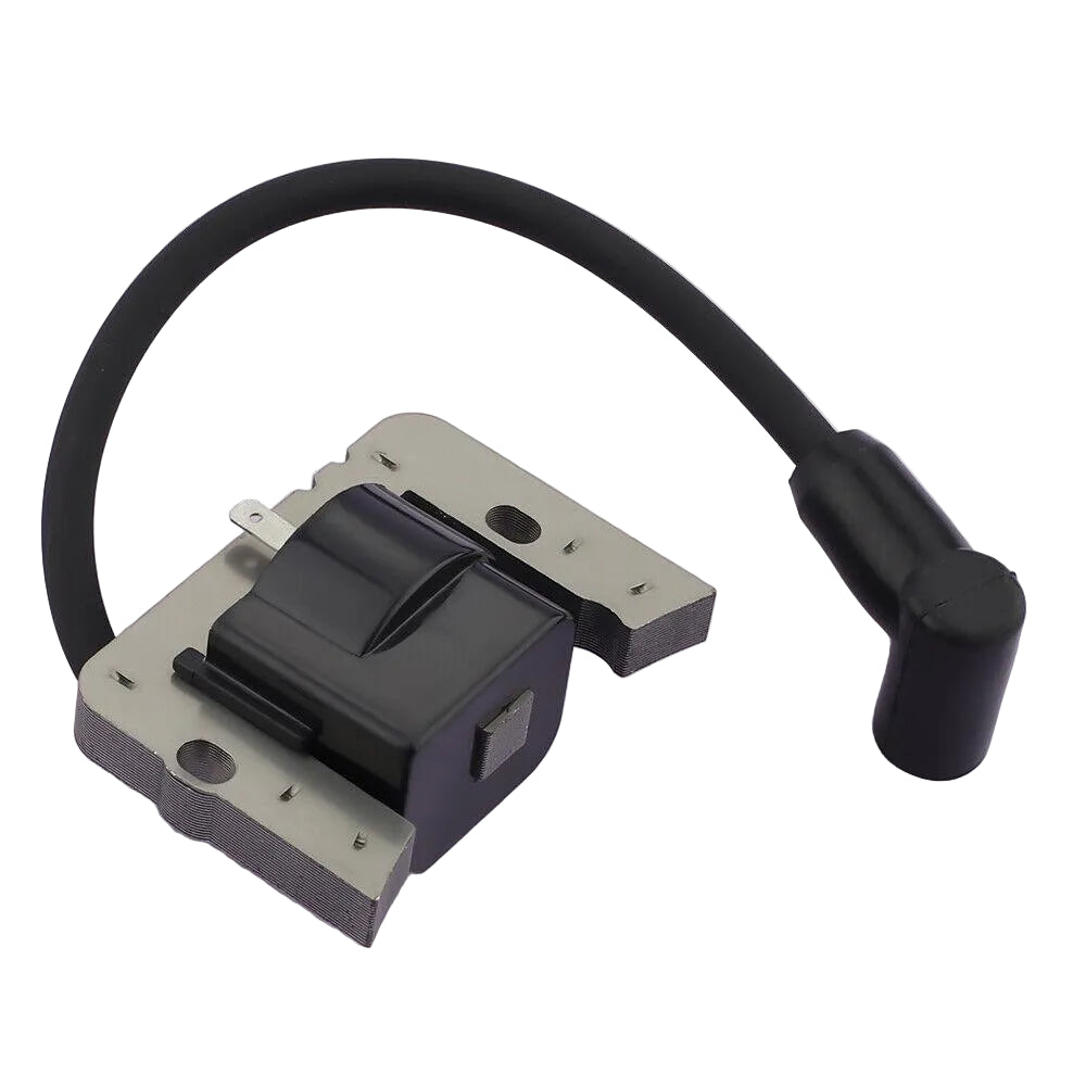 Electrical component with black cable on a light purple background