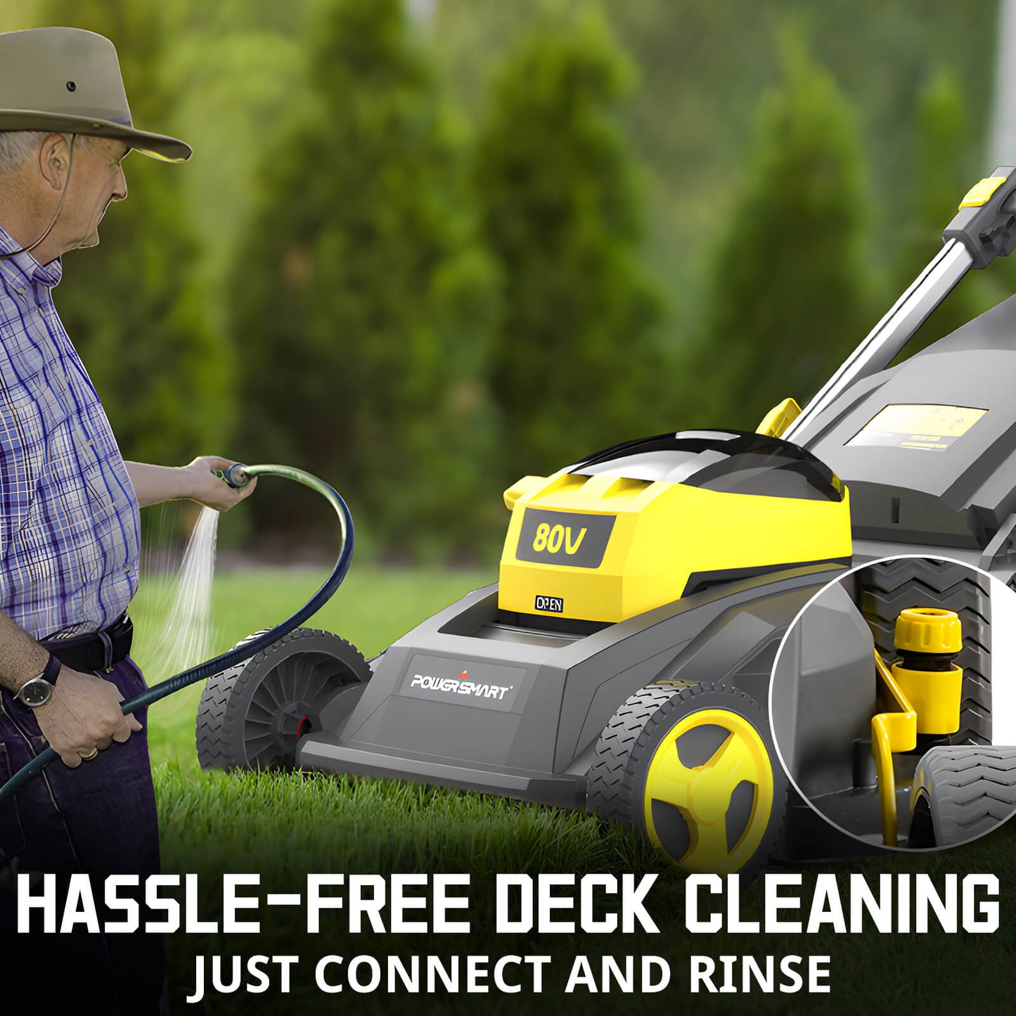 PowerSmart 80V 26" Brushless Cordless Self-Propelled Lawn Mower w/ Battery &