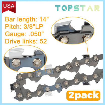 Chainsaw Chain for Echo 14" 3/8 .050 52DL — Replaces CS-310 (2-Pack)