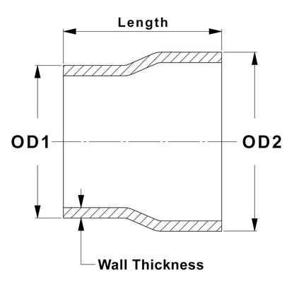 HPS Performance Products HPS 2" - 2-1/2" OD, 4" Long 6061 Aluminum Step Up Transition