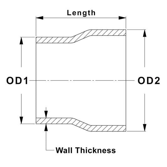 HPS Performance Products HPS 2" - 2-1/4" OD, 4" Long 6061 Aluminum Step Up Transition