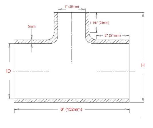 HPS Performance Products HPS 3" Silicone T Hose Coupler Adapter with 1" Branch, High Temp 4-ply Reinforced